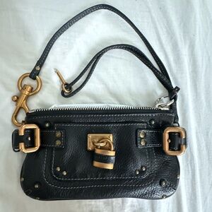 Chloé Mini Paddington Black Leather Bag with Gold Accents